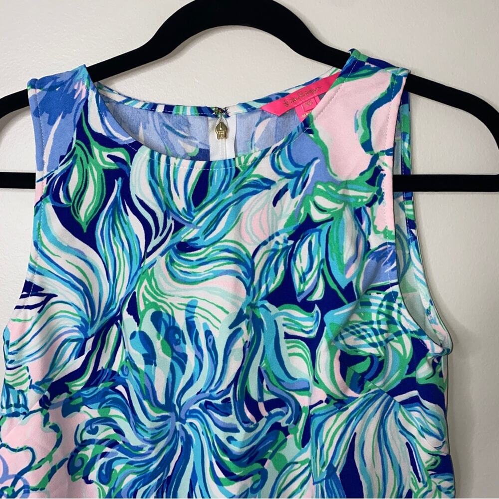 Lilly Pulitzer Donna Top Multi Party Thyme Tie Side Tunic Sleeveless Tank XS - Picture 3 of 12